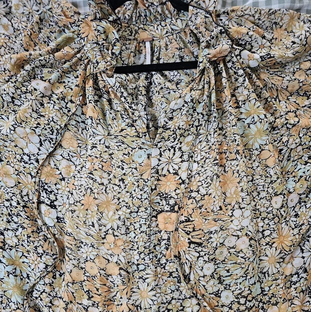 Free People Floral Long Sleeve Dress in Yellow and Black - Picture 8 of 10